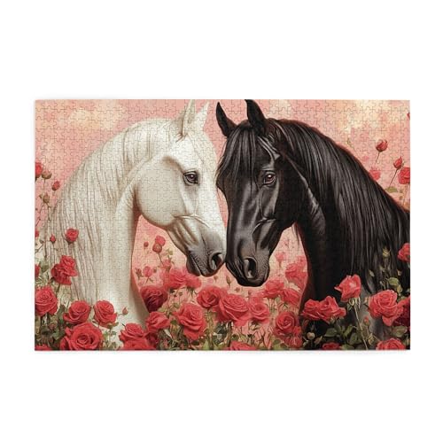 Vextrovia Rosen und Pferde, Puzzles für Erwachsene 1000 Teile, Vintage Romantische Holzpuzzles für Erwachsene, Einzigartiges und schönes Design, kreative Aktivität-Hobbys für Erwachsene Vextrovia Rosen und Pferde, Puzzles für Erwachsene 1000 Teile, Vintage Romantische Holzpuzzles für Erwachsene, Einzigartiges und schönes Design, kreative Aktivität-Hobbys für Erwachsene von Vextrovia