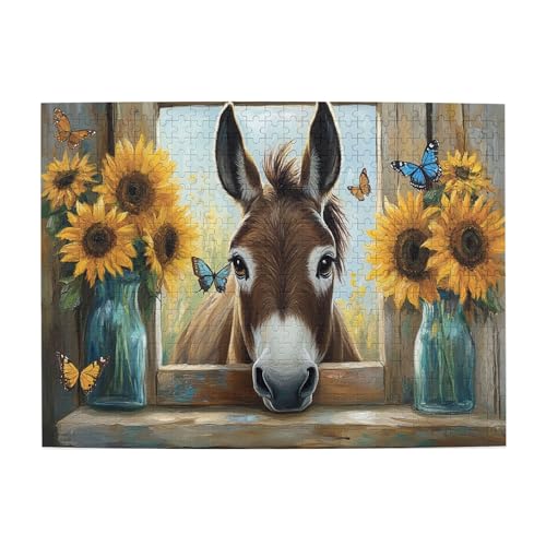 Vextrovia Sonnenblumen und Esel, Puzzles für Erwachsene 500 Teile, klassisches Holzpuzzle im Landhausstil, lustiges Erwachsenenpuzzle-Kunstwerk, Spaß mit Ihrer Familie auf Hauspartys und bauen Sie Vextrovia Sonnenblumen und Esel, Puzzles für Erwachsene 500 Teile, klassisches Holzpuzzle im Landhausstil, lustiges Erwachsenenpuzzle-Kunstwerk, Spaß mit Ihrer Familie auf Hauspartys und bauen Sie von Vextrovia