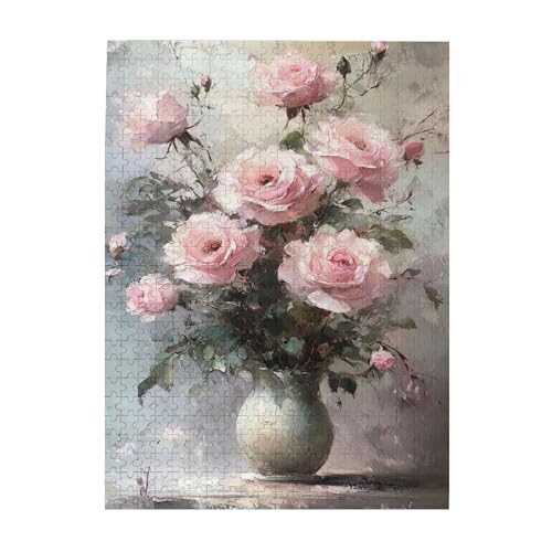Vextrovia Vase voller Blumen, Holzpuzzle Puzzles für Erwachsene 500 Teile, Vintage Painting - Blumen in einer Vase, Erwachsenenpuzzle Kunstwerk für Blumen- & Malliebhaber, Einzigartiges Kunstwerk für von Vextrovia