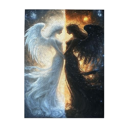 Vextrovia Vintage Puzzles für Erwachsene, 500 Teile, Engel und Dämonen, Holzpuzzles, kreative Arbeiten für Erwachsene, 500 Teile Puzzle, ideal für Entspannung und Präsentation für Puzzle-Enthusiasten von Vextrovia