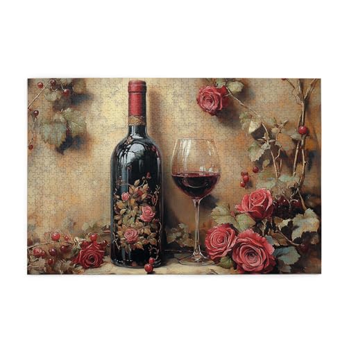Vextrovia Vintage Rotwein & Blumen, Puzzles für Erwachsene 1000 Teile, Erwachsene Holzpuzzle Kunstwerk, Vintage Erwachsenen-Puzzle, Puzzles für Wohnkultur, kann mit der Familie gemacht werden Vextrovia Vintage Rotwein & Blumen, Puzzles für Erwachsene 1000 Teile, Erwachsene Holzpuzzle Kunstwerk, Vintage Erwachsenen-Puzzle, Puzzles für Wohnkultur, kann mit der Familie gemacht werden von Vextrovia