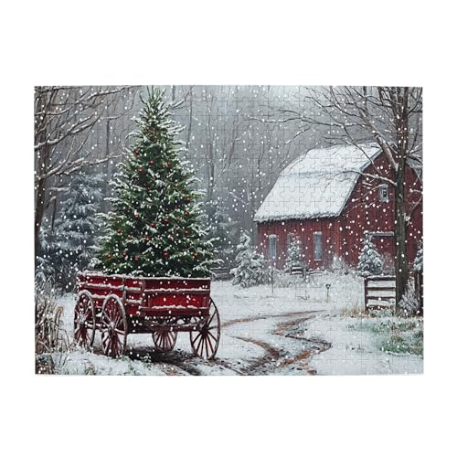 Vextrovia Weihnachtsbaum & Hütte Holzpuzzle, Frohe Weihnachten Winter Dekoration Puzzle für Erwachsene 500 Teile, Puzzle für Erwachsene, für Puzzle-Liebhaber Abwickeln Puzzle-Aktivitäten mit der von Vextrovia