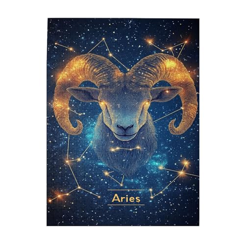 Vextrovia Widder des Sternzeichens, Puzzles für Erwachsene 500 Teile, Vintage Konstellation Thema Puzzle, Holzpuzzles, Erwachsenen-Horoskop-Themen-Puzzle, ideal für Entspannung und Familienspaß von Vextrovia