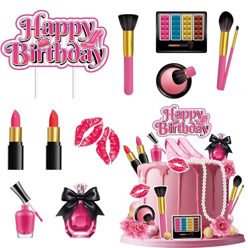 Vezerd Tortendeko Geburtstag, 11 Stück Make-up Kuchen Deko Tortenaufleger, Kosmetikum Thema Happy Birthday Muffin Torten deko für Mädchen, Cake Decoration Topper für Brautpartys/Kindergeburtstage Vezerd Tortendeko Geburtstag, 11 Stück Make-up Kuchen Deko Tortenaufleger, Kosmetikum Thema Happy Birthday Muffin Torten deko für Mädchen, Cake Decoration Topper für Brautpartys/Kindergeburtstage von Vezerd
