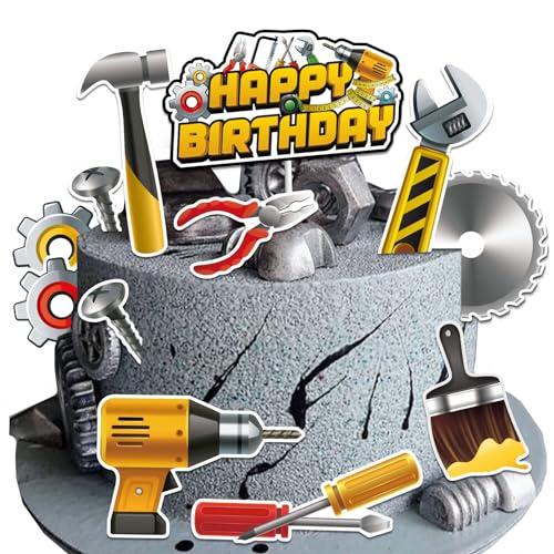 Vezerd Tortendeko Geburtstag, 12 Stück Bauwerkzeuge Kuchen Deko, Happy Birthday Tortendeko, Werkzeuge Cake Topper Geburtstag für Jungen Party Dekoration Zubehör Torten Deko Vezerd Tortendeko Geburtstag, 12 Stück Bauwerkzeuge Kuchen Deko, Happy Birthday Tortendeko, Werkzeuge Cake Topper Geburtstag für Jungen Party Dekoration Zubehör Torten Deko von Vezerd
