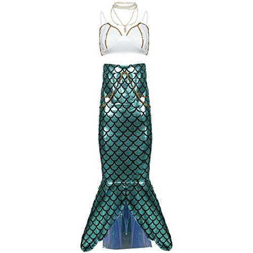 Vgolar Meerjungfrauenkostüm für Damen, Meerjungfrauenkleid, zweiteiliges Set, Kostüm für Damen (Grün, Größe 40-42/XL) von Vgolar
