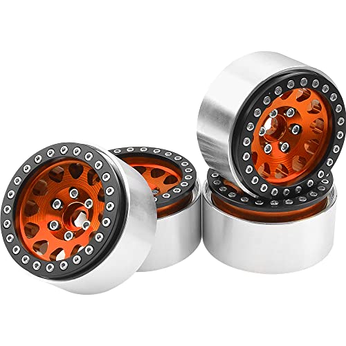 Vgoohobby Beadlock-Räder, Legierung, 4,8 cm, 12 Speichen, Dicke 30 mm, kompatibel mit Axial SCX10 D90 Traxxas TRX4 RedCat Gen8 Tamiya CC01 1/10 RC-Crawler Car (Orange) von Vgoohobby