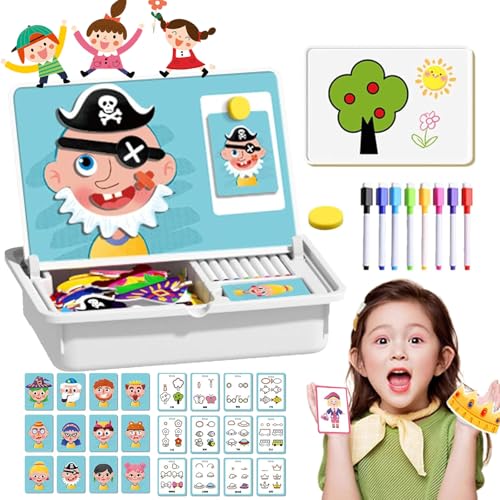 Magnetic Puzzles Face Dress Up Travel Game Double Side Preschool Educational Learning Toy for Kids, Portable Magnetic Educational & Creative Toy (Face Decorate Show) von Vgpbphj