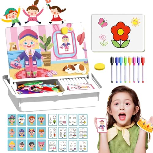 Magnetic Puzzles Face Dress Up Travel Game Double Side Preschool Educational Learning Toy for Kids, Portable Magnetic Educational & Creative Toy (Princess Dress-up Show) von Vgpbphj