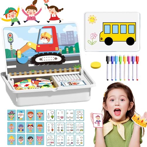 Magnetic Puzzles Face Dress Up Travel Game Double Side Preschool Educational Learning Toy for Kids, Portable Magnetic Educational & Creative Toy (Transportation Show) von Vgpbphj
