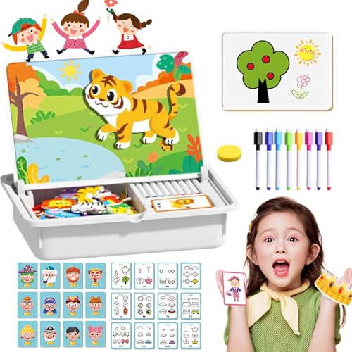 Magnetic Puzzles Face Dress Up Travel Game Double Side Preschool Educational Learning Toy for Kids, Portable Magnetic Educational & Creative Toy (Zoo Show) von Vgpbphj