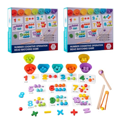Vgpbphj Arithmetic Math Toy Set-Silicone Digital Learning with Beads, Chopsticks & Spoons, Number Crunching Clip Bead Matching Game, Educational Early Childhood Education Bead (2pc) von Vgpbphj