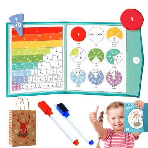 Vgpbphj Magnetic Math Master Set, Magnetische Bruchscheibe, Rechenmeister Magnet Mathe Spiel, Montessori Bruch- und Divisionstafeln Kinder, Abwischbare Oberflache (1 Set) von Vgpbphj