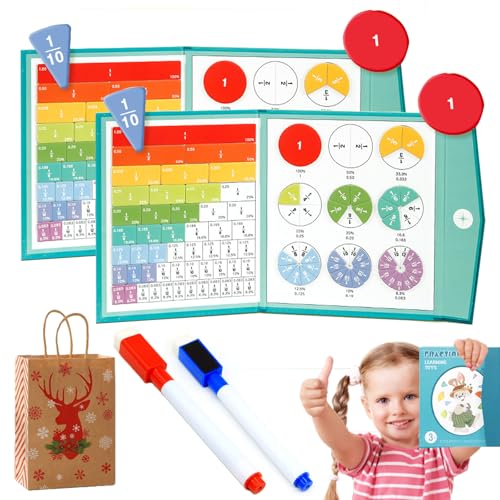 Vgpbphj Magnetic Math Master Set, Magnetische Bruchscheibe, Rechenmeister Magnet Mathe Spiel, Montessori Bruch- und Divisionstafeln Kinder, Abwischbare Oberflache (2 Sets) von Vgpbphj