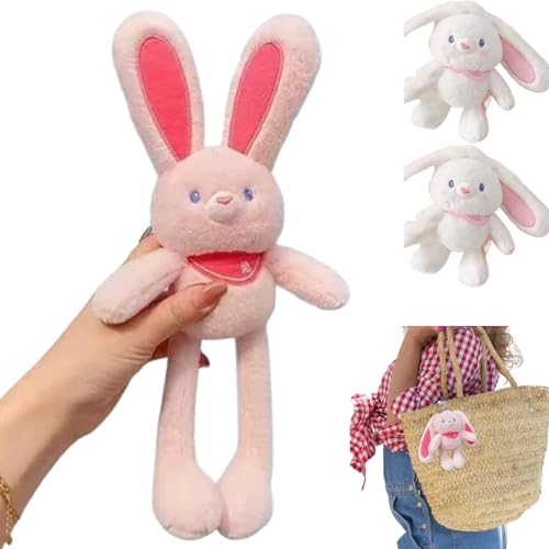 Vgpbphj Pull Up Rabbit Plush Toys, Funny Interactive Pull The Rabbit Plush Toy Stress Relief, Personalized Name Pull-Up Rabbit Plush Toy Keychain Pendant for Girls Birthday Gift (Pink) von Vgpbphj