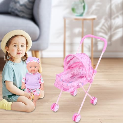 Kinderwagen Spielzeug | Kinderwagen für den Innenbereich mit Baldachin | faltbar, realistisch und kompakt | für Mädchen Jungen Reise Party Geburtstag Haus Kinderwagen Spielzeug | Kinderwagen für den Innenbereich mit Baldachin | faltbar, realistisch und kompakt | für Mädchen Jungen Reise Party Geburtstag Haus von Vgvgaj