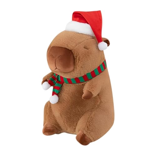 Vgvgaj Capybara aus Plüsch, Capybara mit Weihnachtsmannmütze, Capybara Plushie – Kissen aus Plüsch, Capybara für Weihnachten, niedlich, 13,8 Zoll, für Jungen und Mädchen von Vgvgaj