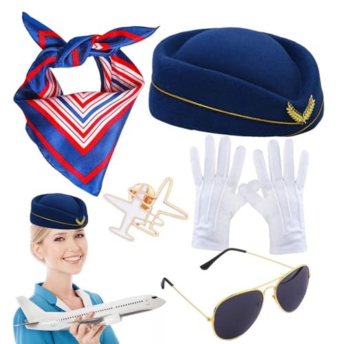 Vgvgaj Flugzeugabzeichen für Flugzeug-Handschuhe, Flugzeug, Brosche, Sonnenbrille, Baskenmütze, blau, rot, weiß, gestreift, Schal, Kostüm-Zubehör, Flugbegleiterin, Vgvgaj Flugzeugabzeichen für Flugzeug-Handschuhe, Flugzeug, Brosche, Sonnenbrille, Baskenmütze, blau, rot, weiß, gestreift, Schal, Kostüm-Zubehör, Flugbegleiterin, von Vgvgaj