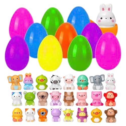 Vgvgaj Ostereier mit 24 Ostereiern, vorgepackt mit Squishys Tier-Spielzeug, Slow Rising Mochi Suishy Toy, Ducks Rubber Duck von Vgvgaj