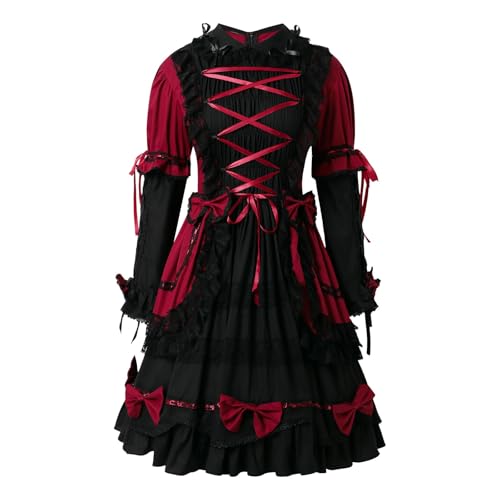 Vhersily 2025 Karnevalsgeschenke - Damen Gothic Kleid Einfarbig Süß Niedlich Lolita Kleid Prinzessin Cosplay Renaissance Ärmel Trompete Vintage Mittelalter Viktorianische Kleid, rot, L Vhersily 2025 Karnevalsgeschenke - Damen Gothic Kleid Einfarbig Süß Niedlich Lolita Kleid Prinzessin Cosplay Renaissance Ärmel Trompete Vintage Mittelalter Viktorianische Kleid, rot, L von Vhersily