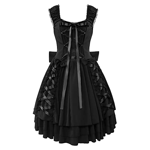 Vhersily 2025 Karnevalsgeschenke - Damen Gothic Kleid Mittelalter Renaissance Verkleidung Viktorianische Steampunk Lolita Kleid Karneval Halloween Party Cosplay von Vhersily
