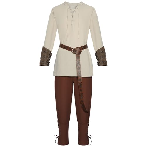 Vhersily 2025 Karnevalsgeschenke - Mittelalter Kostüm Herren 4er Set Renaissance Mittelalter Hemd Piratenhemd Knöchelriemen Mittelalter Piratenhemd Mittelalter Piratenhemd Vhersily 2025 Karnevalsgeschenke - Mittelalter Kostüm Herren 4er Set Renaissance Mittelalter Hemd Piratenhemd Knöchelriemen Mittelalter Piratenhemd Mittelalter Piratenhemd von Vhersily