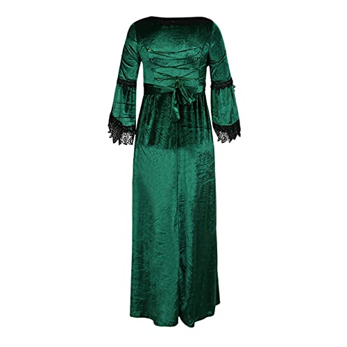 Vhersily 2025 Karnevalsgeschenke - Mittelalterliches Prinzessinnenkostüm Damen mit Trompetenärmeln Langes Kleid Retro Renaissance Prinzessin Kostüm für Halloween, Karneval von Vhersily