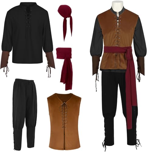 Vhersily 2025 Karnevalsgeschenke Piratenkostüm Herren Cosplay Kostüm Mittelalter Verkleidung Steampunk Halloween Cosplay Party Vhersily 2025 Karnevalsgeschenke Piratenkostüm Herren Cosplay Kostüm Mittelalter Verkleidung Steampunk Halloween Cosplay Party von Vhersily