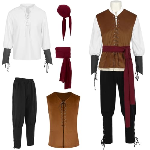 Vhersily 2025 Karnevalsgeschenke Piratenkostüm Herren Cosplay Kostüm Mittelalter Verkleidung Steampunk Halloween Cosplay Party Vhersily 2025 Karnevalsgeschenke Piratenkostüm Herren Cosplay Kostüm Mittelalter Verkleidung Steampunk Halloween Cosplay Party von Vhersily
