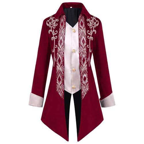 Vhersily 2025 Karnevalsgeschenke - Steampunk Herrenjacke Renaissance Mantel Herren 2 Schwarz Rot Gothic Kinderwagen Mittelalter Halloween Frack Herren 3 Kostüm Einreihige Jacken Karneval Vintage Vhersily 2025 Karnevalsgeschenke - Steampunk Herrenjacke Renaissance Mantel Herren 2 Schwarz Rot Gothic Kinderwagen Mittelalter Halloween Frack Herren 3 Kostüm Einreihige Jacken Karneval Vintage von Vhersily
