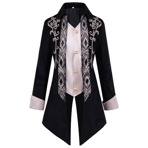 Vhersily 2025 Karnevalsgeschenke - Steampunk Herrenjacke Renaissance Mantel Herren 2 Schwarz Rot Gothic Kinderwagen Mittelalter Halloween Frack Herren 3 Kostüm Einreihige Jacken Karneval Vintage Vhersily 2025 Karnevalsgeschenke - Steampunk Herrenjacke Renaissance Mantel Herren 2 Schwarz Rot Gothic Kinderwagen Mittelalter Halloween Frack Herren 3 Kostüm Einreihige Jacken Karneval Vintage von Vhersily