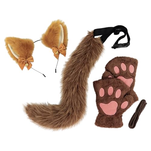 Vhersily 3 Stück Tier Kostüm Fuchs Katze Cosplay für Damen Kinder Erwachsene, Karneval Kostüm Plüsch Plüsch Ohren Kralle Zubehör, braun, One size Vhersily 3 Stück Tier Kostüm Fuchs Katze Cosplay für Damen Kinder Erwachsene, Karneval Kostüm Plüsch Plüsch Ohren Kralle Zubehör, braun, One size von Vhersily