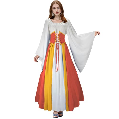Vhersily Damen Kleid - Mittelalter Kostüm Damen Renaissance Mittelalter Kostüm Kleid Trompetenärmel Gothic Retro Vhersily Damen Kleid - Mittelalter Kostüm Damen Renaissance Mittelalter Kostüm Kleid Trompetenärmel Gothic Retro von Vhersily