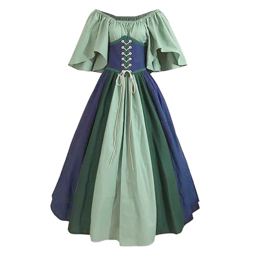 Vhersily Damen Kleid - Mittelalter Kostüm Damen Renaissance Mittelalter Kostüm Kleid Trompetenärmel Gothic Retro Vhersily Damen Kleid - Mittelalter Kostüm Damen Renaissance Mittelalter Kostüm Kleid Trompetenärmel Gothic Retro von Vhersily