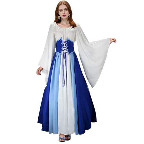 Vhersily Damen Kleid - Mittelalter Kostüm Damen Renaissance Mittelalter Kostüm Kleid Trompetenärmel Gothic Retro Vhersily Damen Kleid - Mittelalter Kostüm Damen Renaissance Mittelalter Kostüm Kleid Trompetenärmel Gothic Retro von Vhersily