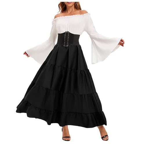 Vhersily Damen Schulterfrei Mittelalter Kostüm Viktorianische Königin Gothic Retro Karneval Kostüm Piratenkostüm Damen Party Vhersily Damen Schulterfrei Mittelalter Kostüm Viktorianische Königin Gothic Retro Karneval Kostüm Piratenkostüm Damen Party von Vhersily