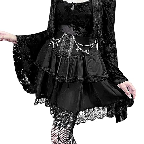 Vhersily Faschingskostüm für Damen – Mittelalter Gothic mit schulterfreien Schultern lang Schmetterlingsärmeln Schnürsenkel Cosplay Renaissance Party Schwarz Spitze Punk Rock Steampunk Vhersily Faschingskostüm für Damen – Mittelalter Gothic mit schulterfreien Schultern lang Schmetterlingsärmeln Schnürsenkel Cosplay Renaissance Party Schwarz Spitze Punk Rock Steampunk von Vhersily