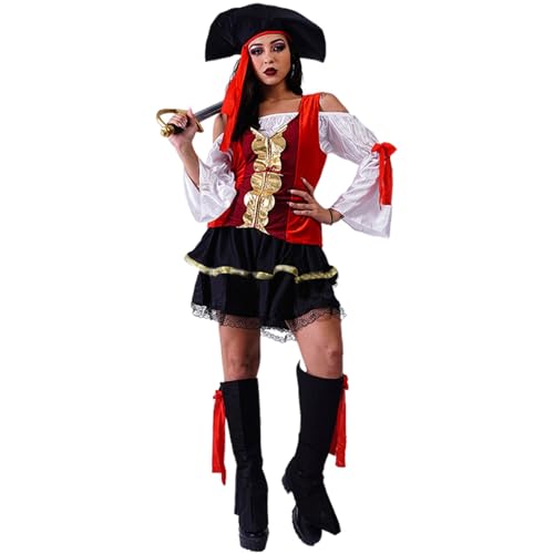 Vhersily Geschenke 2025 Angebote Piratenkostüm Damen Halloween Erwachsene Piratenkostüm Piratenkostüm Rock Rock Lustig Cosplay Fake Party von Vhersily