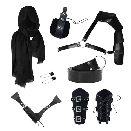 Vhersily Mittelalter Ritter Kostüm - 8-teiliges Mittelalter Kostümzubehör für Herren Ritter Deko mit Gürtel für Halloween Karneval von Vhersily