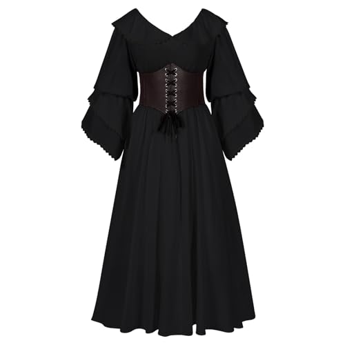 Vhersily Mittelalterliches Damenkleid, schulterfrei, viktorianisches Königin-Kostüm, Gothic-Stil, Retro, Kleid für Karneval, Party von Vhersily