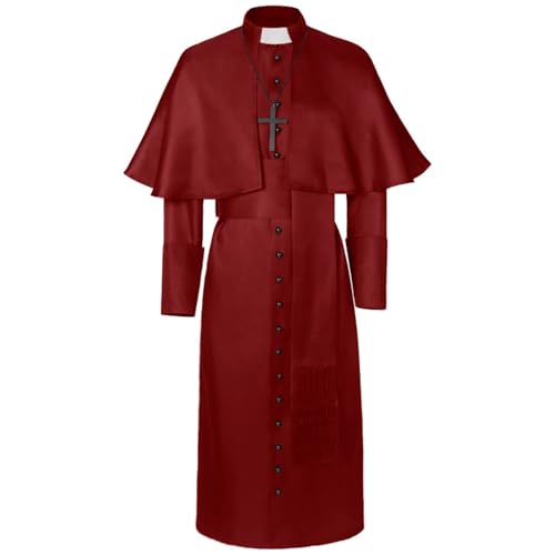 Vhersily Mittelalterliches Mönchkostüm, Faschingskostüm, Zauberer, Priester, Totenkleid, Cosplay Kostüm, rot, S Vhersily Mittelalterliches Mönchkostüm, Faschingskostüm, Zauberer, Priester, Totenkleid, Cosplay Kostüm, rot, S von Vhersily