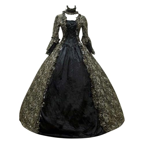 Vhersily Palazzo elegantes Mittelalterkleid für Damen, Retro-Stil, Victorian-Kostüm für Damen, Fasching, Karneval, Venezianisch, Maskerade, Lolita, Party, Schwarz , 50 Vhersily Palazzo elegantes Mittelalterkleid für Damen, Retro-Stil, Victorian-Kostüm für Damen, Fasching, Karneval, Venezianisch, Maskerade, Lolita, Party, Schwarz , 50 von Vhersily