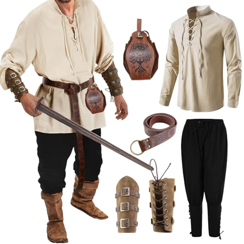 Vhersily Renaissance Kostüm Herren Mittelalter Kleidung Herren Erwachsene Wikinger Kostüm Wikinger Kostüm Halloween Kostüm Vhersily Renaissance Kostüm Herren Mittelalter Kleidung Herren Erwachsene Wikinger Kostüm Wikinger Kostüm Halloween Kostüm von Vhersily