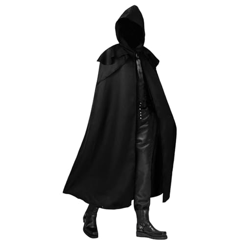 Vhersily Vampir Kostüm - schwarzer Umhang mit Kapuze - Verkleidung für Halloween & Karneval - Kinder und Erwachsene von Vhersily