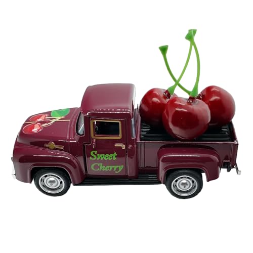 Vhjlfig Modell LKW - Retro LKW Mit 3 Kunststoff Früchten,Tischdekoration, Kreatives Fahrzeug Deko Kuche Ferienhaus Bauernhaus Klassenzimmer Tischmittelpunkt von Vhjlfig