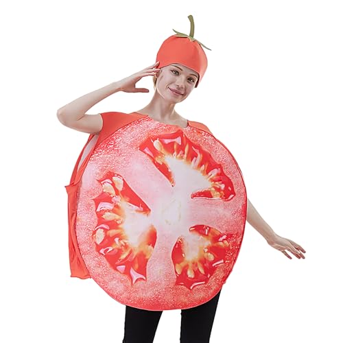 Vhjlfig Nahrungsmittel Kostüm Für Erwachsene | Tomaten Kostüm Für Erwachsene Mit Geschnittenem Obst Und Gemüse | Lustiges Für Männer Frauen Paare Karneval Ostern Halloween Deko von Vhjlfig