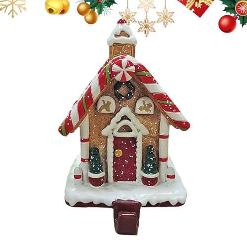 Vhjlfig Weihnachts Strumpfhalter Lebkuchenhaus Baum - Sockenhalter Aus Resin Für Wohnzimmer,Haus Haken Für Weihnachtszimmer Kamin Fensterdekoration von Vhjlfig