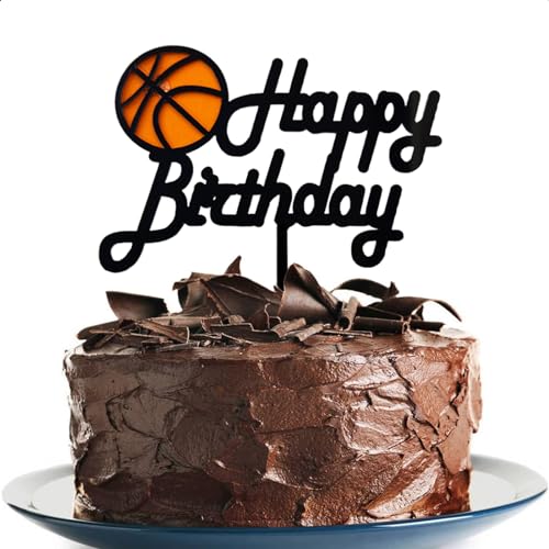 Happy Birthday Cake Topper aus Acryl, Tortendeko Geburtstag, Happy Birthday Kuchen Deko, cake topper geburtstag, Kuchendeko Geburtstag Basketball, Größe 12x 15cm, Schwarz Happy Birthday Cake Topper aus Acryl, Tortendeko Geburtstag, Happy Birthday Kuchen Deko, cake topper geburtstag, Kuchendeko Geburtstag Basketball, Größe 12x 15cm, Schwarz von Vhtanop