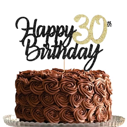 Vhtanop Happy Birthday Tortendeko, 30. Geburtstag mann Deko und frau, Cake Topper Geburtstag, Happy Birthday Cake Topper Personalisiert Glitzerndes von Vhtanop