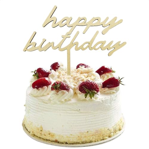 Cake Topper Happy Birthday aus Holz, Tortendeko Geburtstag, Kuchendeko Geburtstag, Happy Birthday Tortendeko, Kuchen Deko Personalisiert für Mädchen Jungen Frauen Mann, 14 × 15cm von Vhtanop